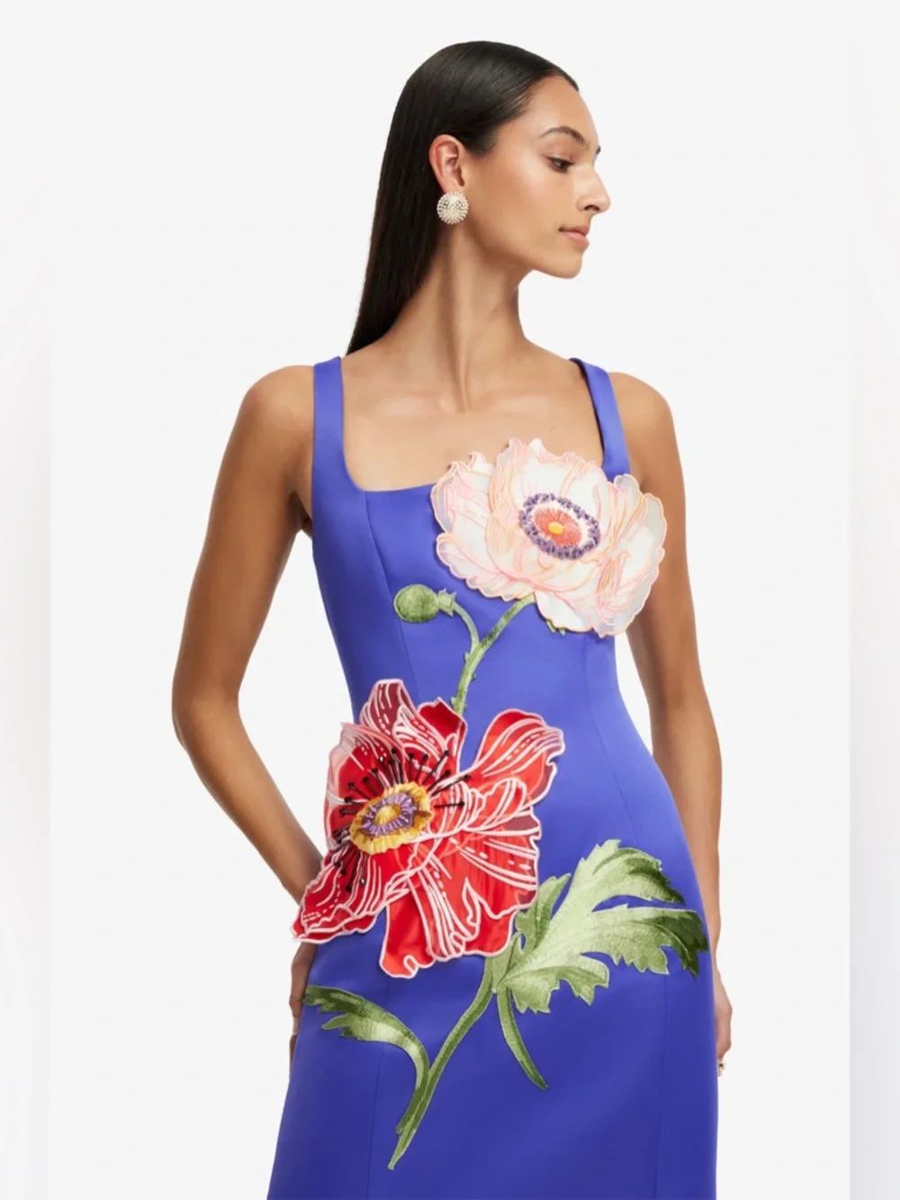 LEO LIN Adelina Maxi Dress Lapis Blue Floral Appliqué Gown Size 2 NWT - Picture 5 of 6